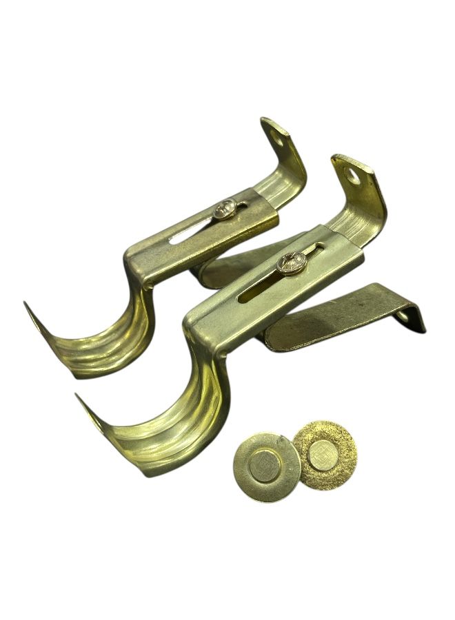 2pcs 8.5cm Golden Adjustable Metal Curtain Brackets Set - Image 1